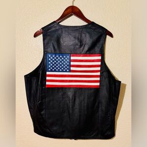 NWT American Flag Leather Vest Men’s size XXL Flag USA biker moto